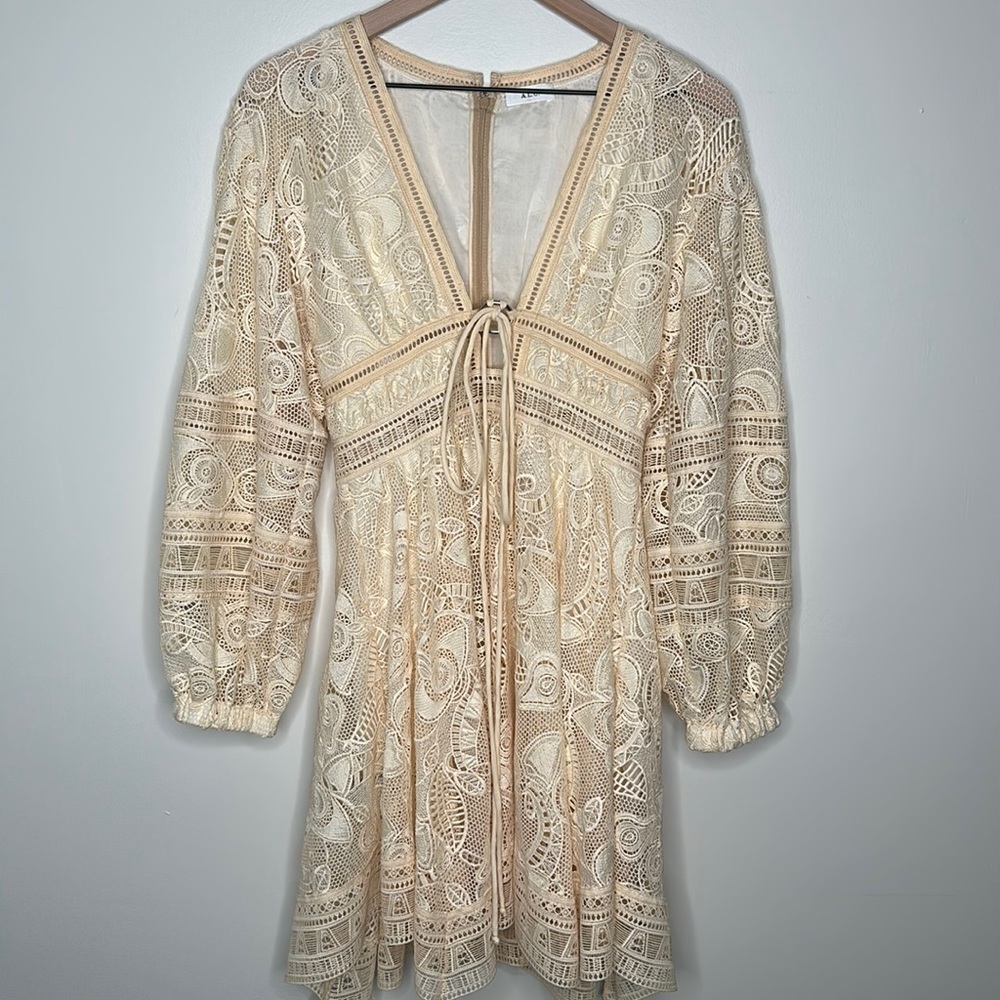 A.L.C. Long Sleeve Lace Dress in Ivory / Size XS